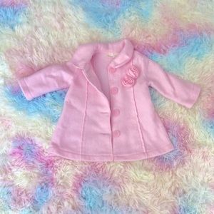 Pink fleece pea coat 3-6 months